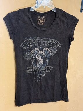 Velvet Stone Black Graphic Tee - Women's Top